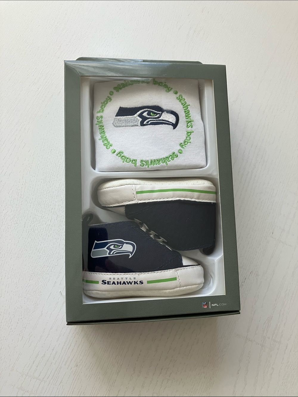 Seattle Seahawks Baby BIb & Pre-Walkers Set (Size 0-6 Months) NWT
